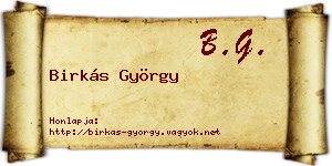 Birkás György névjegykártya